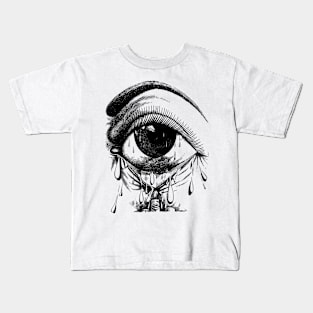 Crying eye - black/white Kids T-Shirt